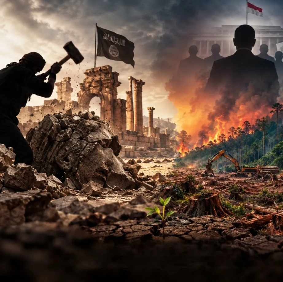 Benang Merah Penghancuran Situs Bersejarah di Timur Tengah dan Kerusakan Hutan di Indonesia